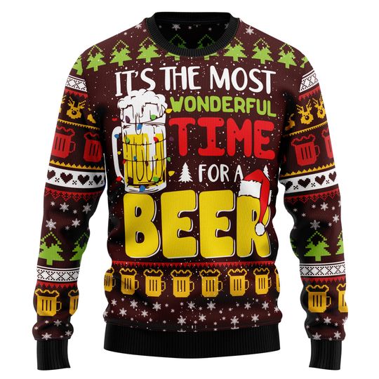 Discover Beer Christmas Sweater, Custom Drinking Photo Face Ugly Xmas Sweatshirt