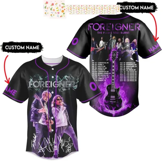 Discover Foreigner The Flames Still Burns 2024 Tour Personalized Baseball Jersey