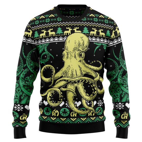 Discover Ugly Christmas Sweater, Octopus Kraken Cthulhu, 3D All Over Print