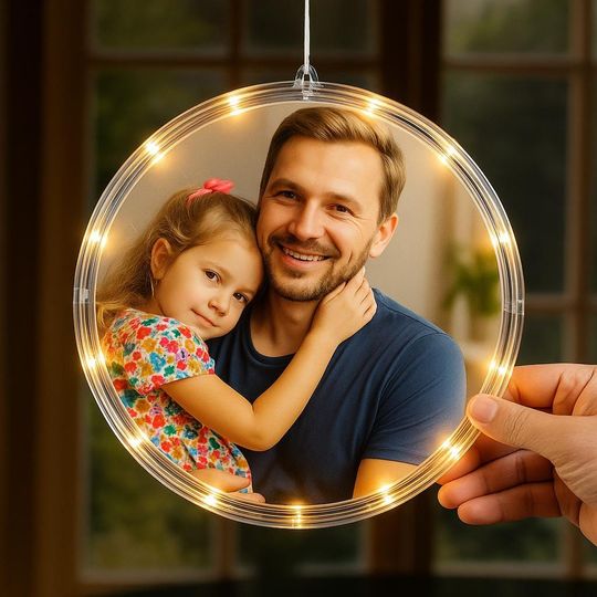 Discover Custom Photo LED Acrylic Ornament: Personalized Memorial Light, Family Keepsake