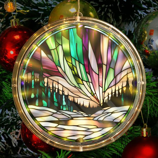 Discover Northern Lights Aurora Acrylic LED Hanging Light Northern Lights Lamp Landscape LED Ornament Christmas Home Decor Gifts Aurora Gifts Idea