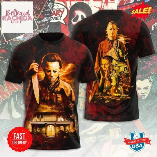 Halloween Michael Myers Shirt, Pumpkin Halloween 3D Shirt 2025