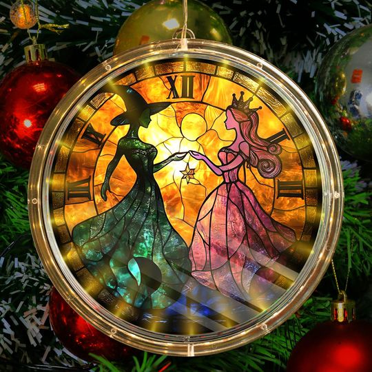 Elphaba Glinda Besties LED Hanging Light Lamp Acrylic Witches Of Oz Decor Wicked Musical Wicked Movie Color Changing Night Lamp Home Decor