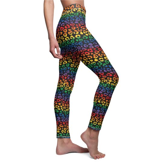 Rainbow Leopard Leggings, Gift for Womens