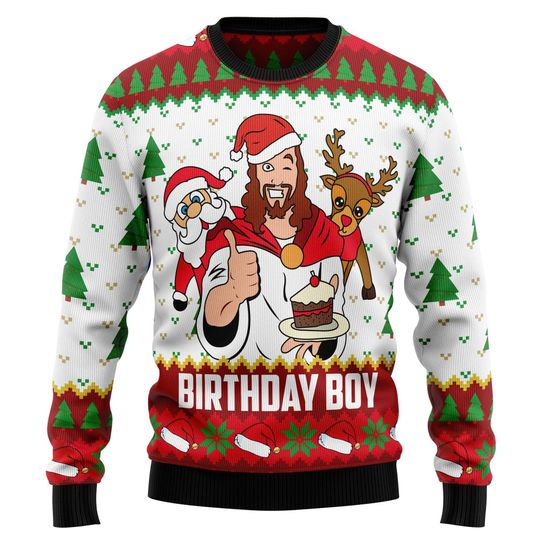 Funny Jesus Birthday Boy Ugly Christmas Sweater