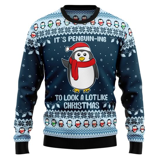 Penguin Christmas Sweater, Its Penguin Ing Ugly Xmas Sweatshirt