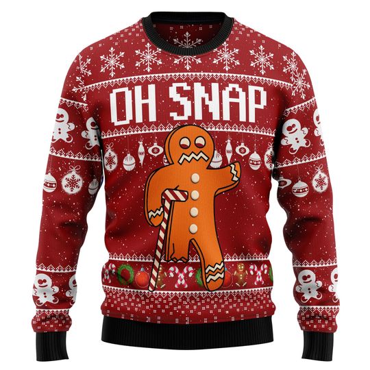 Oh Snap Gingerbread Christmas Sweater, Funny Ugly Xmas Sweatshirt