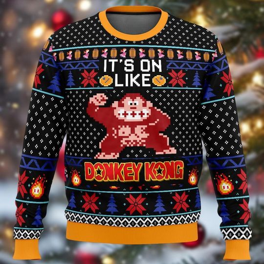 Donkey Kong Christmas Ugly Sweater, Super Mario Sweater, Fun Video Game Sweatshirt For Men Women, Holiday 2025 Sweater, Xmas Gift