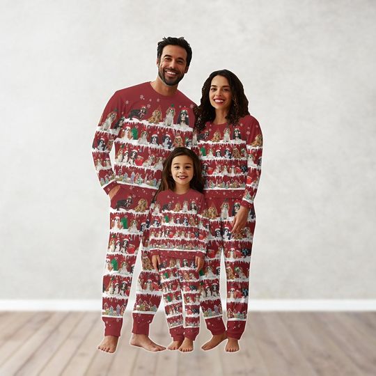 Christmas Cavalier King Charles Spaniel Family Matching Pajamas Set, Dog Lover Christmas Pajamas, Pet Lover Gift, Dog Owner Xmas Pajama