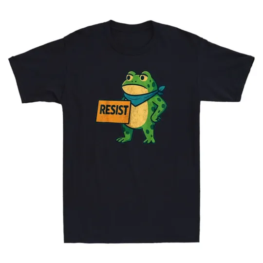Discover Portland Frog Protest Resist Political Meme Vintage Men's Short Sleeve T-Shirt