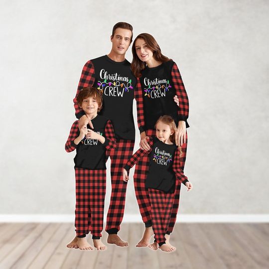 Discover Christmas Crew Shirt, Matching Family Christmas Pajamas, Holiday Pajama, Christmas Crew Squad Shirt, Xmas Pajamas Set For Women Men Kid