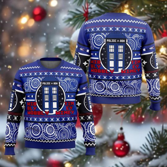 Christmas Doctor Who Ugly Sweater, Polix Box Xmas Sweater, Wibbly Wobbly, Timey Wimey Stuff Sweatshirt, Dr Who Lover Fan Gift