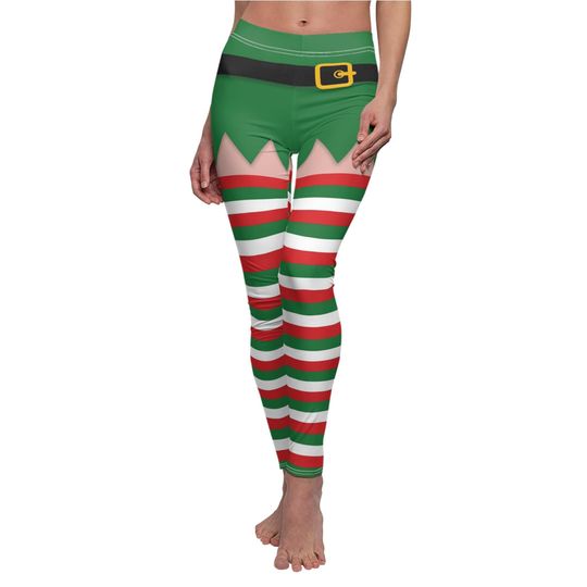 Red and Green Elf Leggings, Gift for Womens