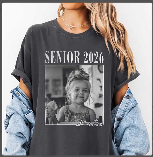 Senior 2026 Shirt, Back to School Vintage Photo Shirt, Class of 2026, Custom Picture Shirt, Graduation Tee, High School Senior