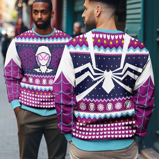 Spider Gwen Ugly Christmas Sweater, Spider Gwen Superhero Movie Ugly Christmas Sweatshirt, SpiderGwen Ugly Sweater, Christmas Party 2025