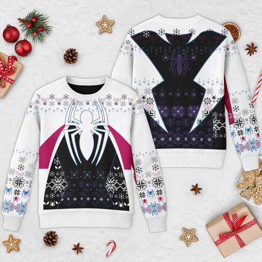 Spider-Man Gwen Stacy Christmas Ugly Sweater, Spiderman Christmas Sweatshirt, Gwen Stacy Shirt, Superhero Xmas Holiday Gift For Men Women