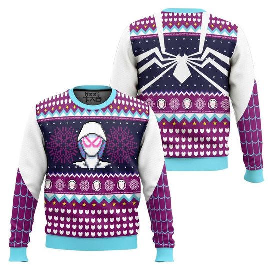 Spider Gwen Ugly Christmas Sweater, Gwen Stacy Sweatshirt, Super Heroes Christmas Sweater, Christmas Gift, Spiderman Across The Spider Verse