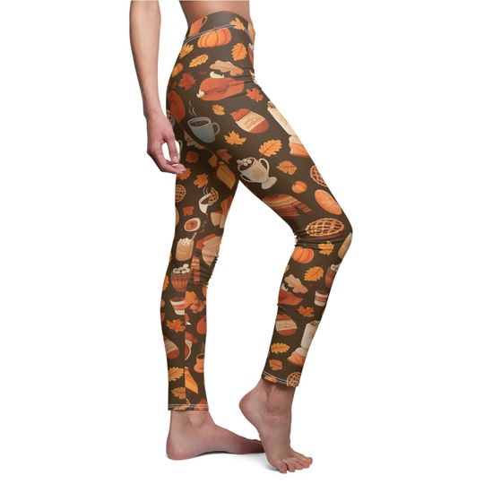 Thanksgiving Leggings with Autumn Harvest Pattern