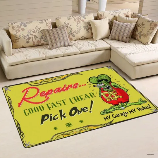 Rat Fink Hot Rod Garage Doormat Non-slip Dustproof Rug