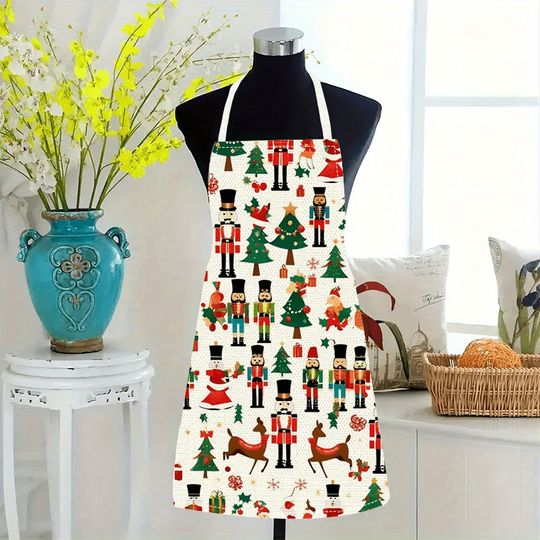 Festive Nutcracker Christmas Apron: Decorate Your Kitchen with Holiday Cheer! Anti-fouling apron New Year home decoration