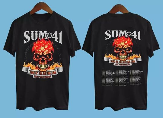Discover Sum 41 Tour T-Shirt: Setting Sum 2025, Double Sided Graphic Tee