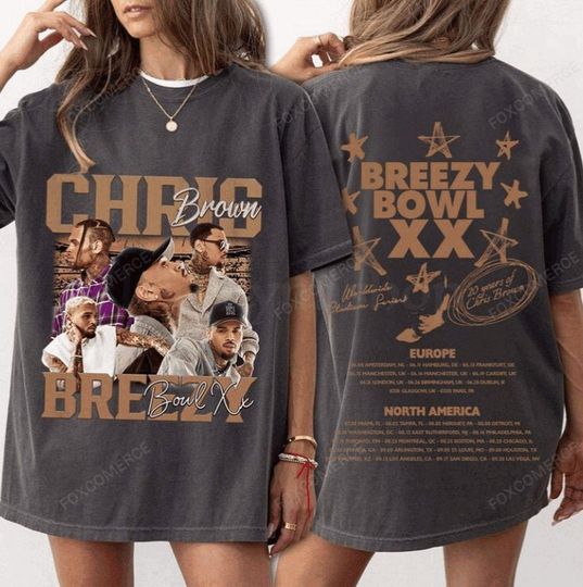 Discover Chris Brown Breezy Bowl XX Tour Shirt 2025 Concert Merch