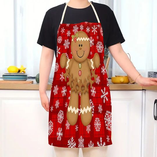 Discover Christmas Gingerbread Man Apron: Festive and Fun Kitchen Gear! Anti-fouling apron New Year home decoration
