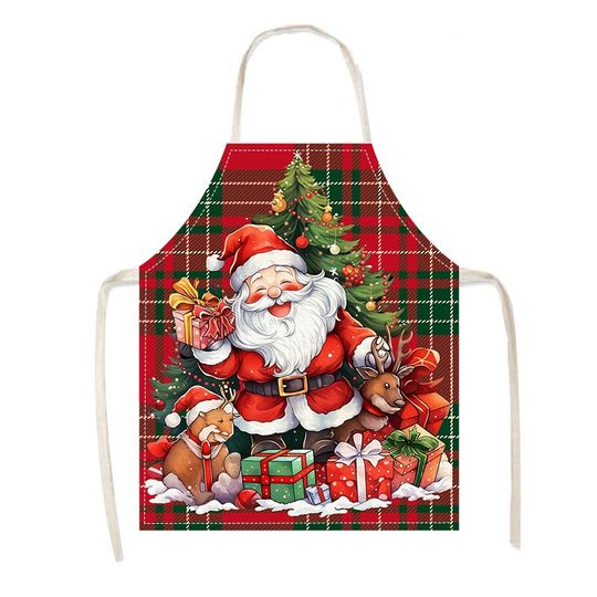 Discover Jolly Santa and Reindeer Christmas Apron: Festive Gift-Wrapped Fun! Anti-fouling apron New Year home decoration