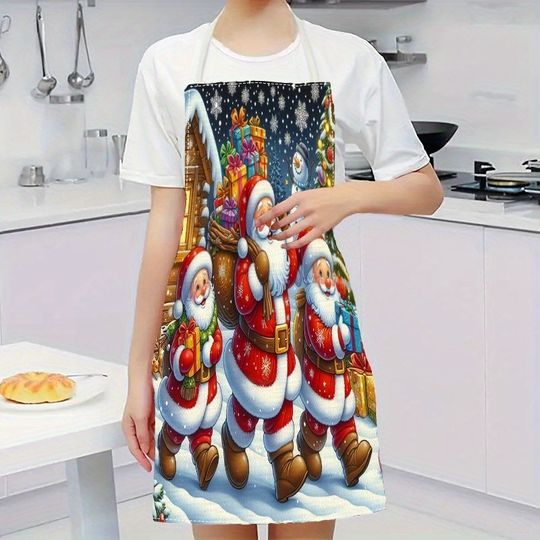 Discover Festive Santa Claus Christmas Apron: Spread Holiday Cheer in the Kitchen! Anti-fouling apron New Year home decoration