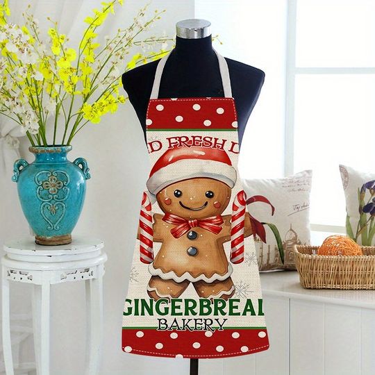 Discover Festive Gingerbread Baker's Delight: Christmas Apron for Cheerful Baking! Anti-fouling apron New Year home decoration