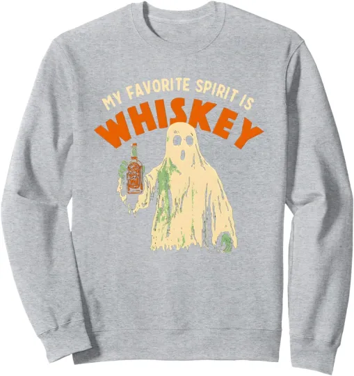 Discover My Favorite Spirit is Whiskey Halloween Design Unisex Crewneck Sweatshirt