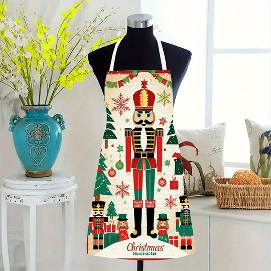 Festive Nutcracker Christmas Apron: Decorate Your Kitchen with Holiday Cheer! Anti-fouling apron New Year home decoration