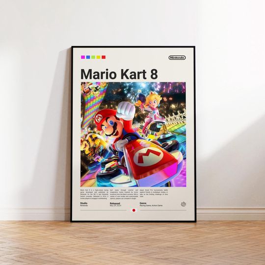 Mario Kart 8 Poster, Gaming Room Poster, Mario Kart Fan Gift, Gamer Gift, Video Games Poster, Gaming Wall Decor
