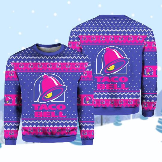 Taco Bell Ugly Sweater, Junk Food Christmas Sweater Funny, Fast Food Sweater, Taco Bell Sauce Xmas Sweater, Burrito Holiday Sweater