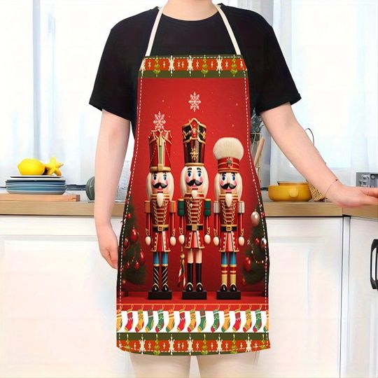Festive Nutcracker Christmas Apron: Spruce Up Your Kitchen with Holiday Cheer! Anti-fouling apron New Year home decoration