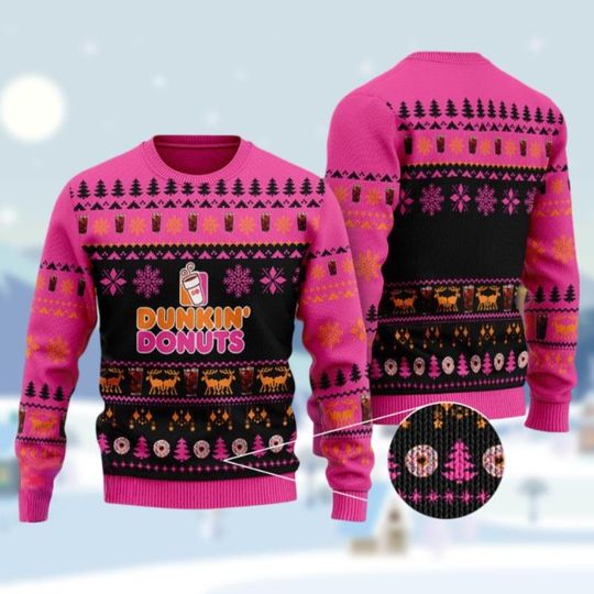Dunkin Donuts Sweater, Coffee Addict Ugly Christmas Sweater, Just Donut Sweater, Donut Coffee Xmas Sweater, Dunkin Donuts Lovers Gift