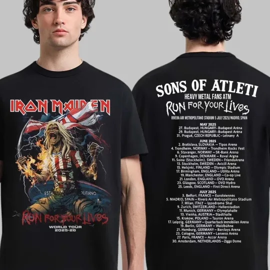 Iron Maiden Run for Your Lives Tour 2025–2026 ATM Eddie Two-Sided T-Shirt