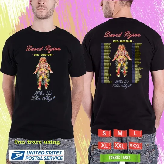 DAVID BYRNE WHO IS THE SKY WORLD TOUR 2025_2026. DAVID BYRNE T--SHIRT