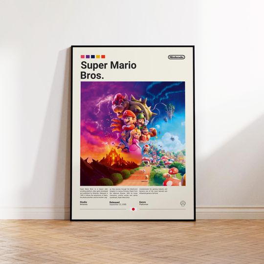 Super Mario Bros Poster, Gaming Room Poster, Super Mario Fan Gift, Gamer Gift, Video Games Poster, Gaming Wall Decor