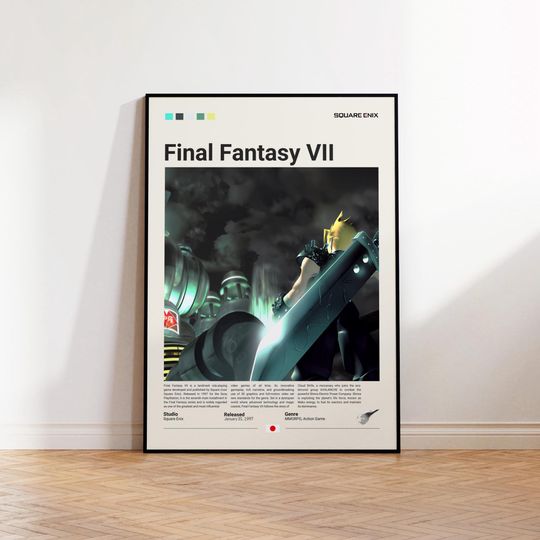 Final Fantasy 7 Poster, Gaming Room Poster, Final Fantasy Fan Gift, Gamer Gift, Video Games Poster, Gaming Wall Decor