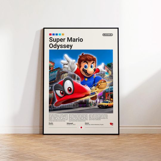 Super Mario Odyssey Poster, Gaming Room Poster, Super Mario Fan Gift, Gamer Gift, Video Games Poster, Gaming Wall Decor