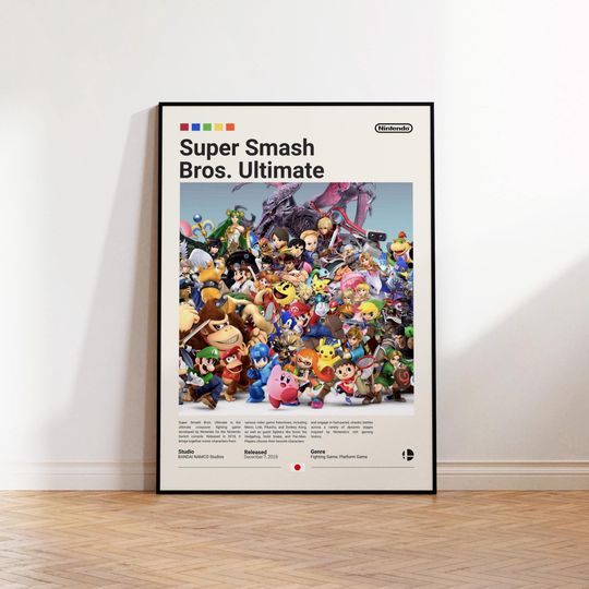 Super Smash Bros Poster, Gaming Room Poster, Smash Bros Fan Gift, Gamer Gift, Video Games Poster, Gaming Wall Decor