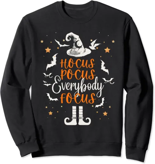Discover Hocus Pocus Everybody Focus Funny Halloween Teacher Unisex Crewneck Sweatshirt