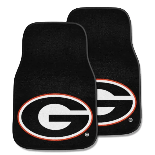 University of GA bulldogs 2-Piece Vehicle Carpet Mat Set, Black, Front...