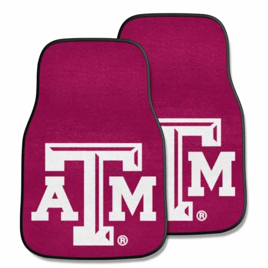 Discover Texas A&M University Aggies 2-Piece Vehicle Carpet Mat Set, Front Row...