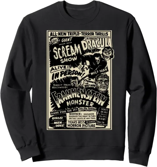 Discover Horror Movie Monster Mummy Dracula Werewolf Unisex Crewneck Sweatshirt