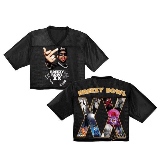 Discover Chris Brown Crop Top Football Jersey: Breezy Bowl XX Concert Merch