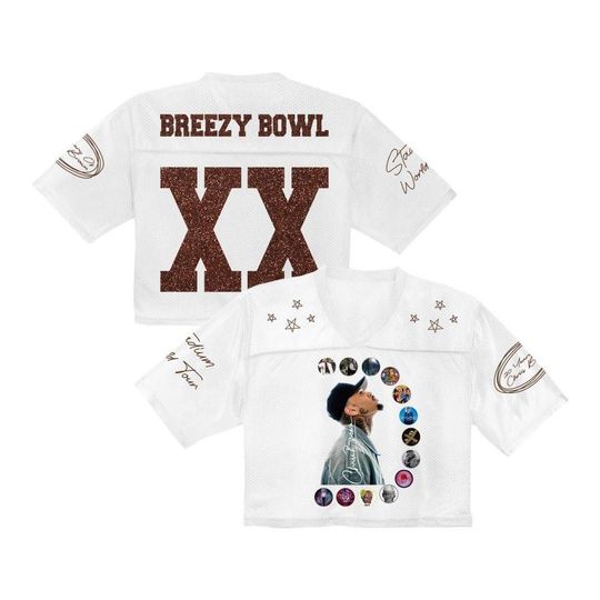 Discover Chris Brown Crop Top Football Jersey, Breezy Bowl XX Concert Merch, Exclusive Hip Hop R&B Tour Outfit, Custom Fan Streetwear Shirt