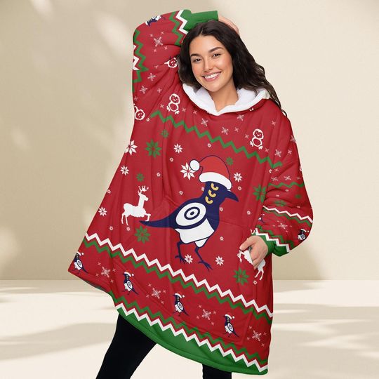 Discover Sussie Christmas Hoodie Blanket, Cozy Oversized Wearable Blanket, Funny Bird Holiday Sherpa Hoodie, Warm Xmas Gift for Women Kid