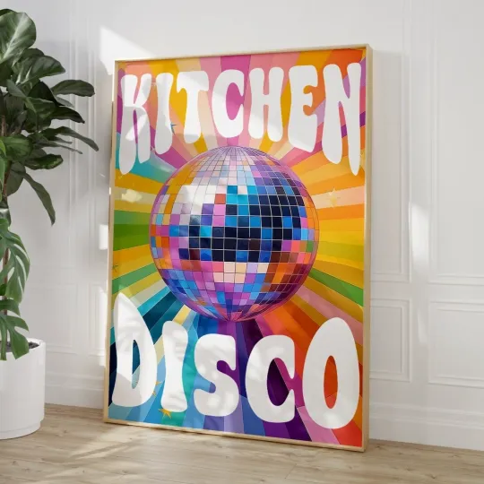 Discover Colorful Rainbow Kitchen Disco Vertical Poster Wall Art